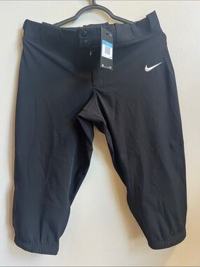 Nike Softball pants Black Capri Workout Pants with White Swoosh